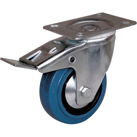 Roulette pivotante à blocage sur platine manulastic bleu charges moyennes Port Roll. diamètre 80 mm. charge 80 kg - GUITEL-POINT M