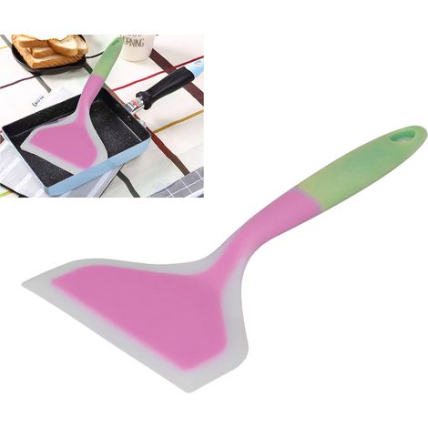 Spatule de Cuisson en Silicone Bicolore Transparente, Large pour Poêle à Pancakes et Friture, Pelle de Cuisine Maison (Tête Violette)