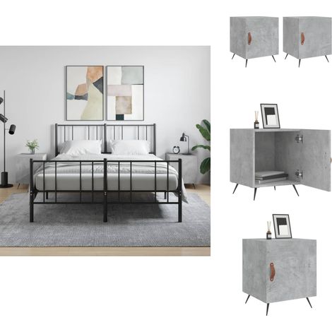 Nachttische 2 Stk. Betongrau 40x40x50 cm Holzwerkstoff - Beton Tisch - Nachttisch Set - Wohnzimmer Dekoration - Holzwerkstoff Möbel - Sideboard (1/5)