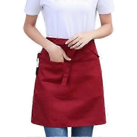 Tablier de chef professionnel à la taille - Demi-tablier imperméable avec deux poches (1/5)