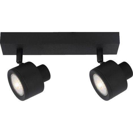 Plafonnier noir barre 2 spots orientables Emerson GU10