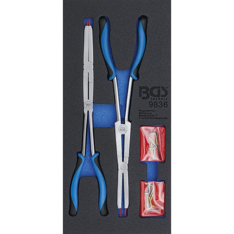 SET DI PINZE PER ANELLI DI SICUREZZA A DOPPIO SNODO, INTERCAMBIABILI 345 MM