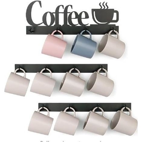 Porte-tasses mural, porte-tasses à café, support décoratif mural sans perçage pour la cuisine (1/3)
