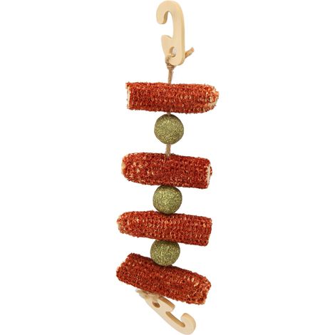 Jouets à mâcher suspendus pour lapin, avec 2 crochets, meulage des dents, boule d'herbe à mâcher pour lapins, Hamsters, cochons d'inde (1/5)