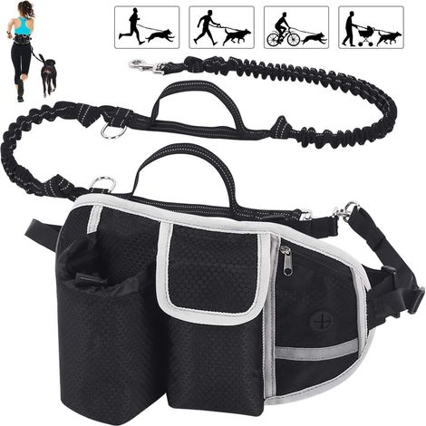 NineClouds Laisse Mains Libres Chien Jusqu'à 110kg Absorption de Choc, Confortable, Couture Réfléchissante, Idéal pour Course à Pied, Jogging et Marche (Noir) (1/5)