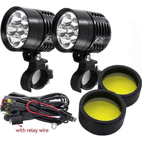 Lot de 2 phares LED universels L6X pour moto, 8000 lm, étanches, antibrouillard, ultra-lumineux, 12 V (1/4)