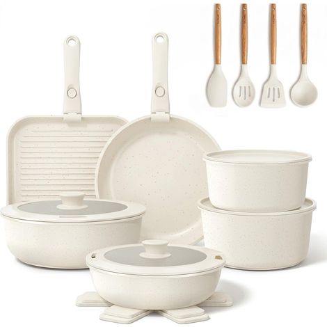 Batterie de cuisine YASHE BZD-DC02GW, 20 pièces, poignées amovibles
