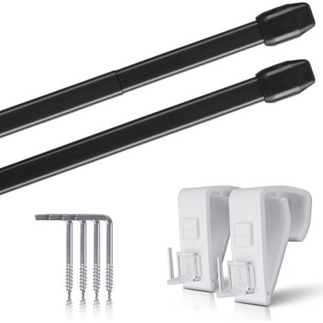 2 - Tringle à rideau - Support de serrage - Extensible et sans perçage - Pour fenêtre et porte - Noir - 40x60 cm (1/5)