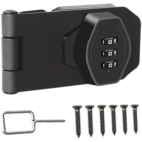 Loquet sans clé, serrure à combinaison à 3 chiffres avec bouton tournant pour armoire, porte coulissante de sécurité pour petites portes, armoires, porte de grange, salle de bain, extérieur (1/5)