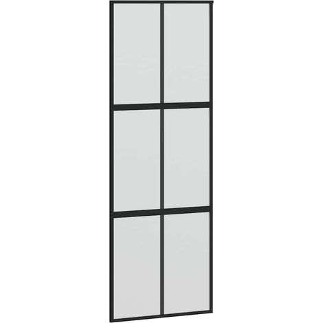 vidaXL Schiebetür schwarz 76x205 cm aus Sicherheitsglas Aluminium