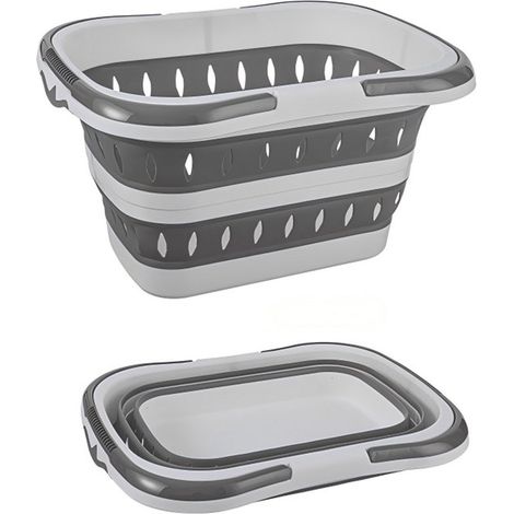 Faltbarer Wäschekorb aus Kunststoff Dreifach faltbar Zusammenklappbar Aufklappbarer Aufbewahrungskorb Mit Belüftungslöchern Platzsparend Geeignet 20 (1/5)