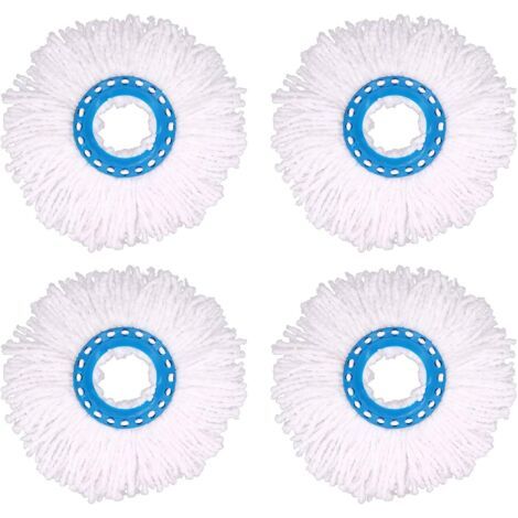 4Pcs Têtes Microfibre Balai, Tête de Vadrouille Rechange Rond Têtes Mop Rotation à 360 pour Nettoyage des Sols (Diamètre 16 cm)