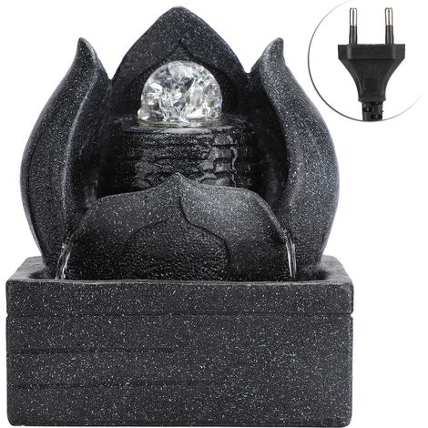 Petite fontaine de table relaxante avec rochers, idéale pour la maison, le bureau ou un espace de travail (UE AC 220-240V). (1/5)