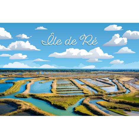 Tableau sur toile illustration Marais Salant 30x45 cm - Impression sur Toile Murale Décorative - Image imprimée en HD sur Toile - Toile sur Châssis en Bois FSC - Fabriqué en France (1/5)