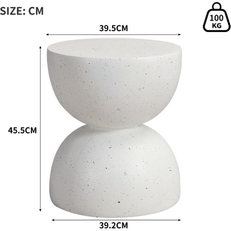 Table d’appoint d’extérieur en oxyde de magnésium – Légère, résistante à l’eau et aux UV, terrazzo blanc – Parfaite pour balcon et jardin (1/5)