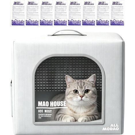 Abri De Chat Rafraîchissant Niche Rafraichissante Chat avec Bloc De Glace Niche Rafraîchissante pour Animaux Comprend 8 Blocs Réfrigérants Réutilisables, pour Chats D'intérieur et D'extérieur (1/5)