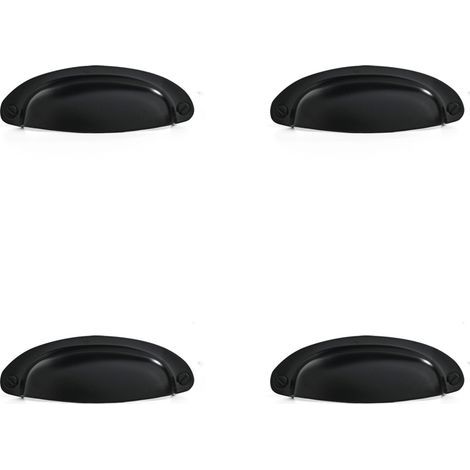 4PCS Poignée Coquille Rétro Poignee de Meuble Vintage Bouton Tiroir Poignée avec Vis pour Placards Armoire Commode Tiroirs (B-417 noir) (1/5)
