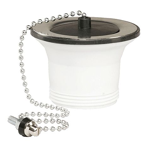 Rousseau - Bonde à Bouchon pour Évier Inox Percé - Sans Trop-Plein - Diamètre 50 mm - Cuvette Inox 70 mm - Chromé
