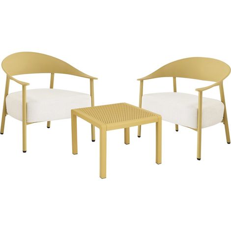 Set di mobili da giardino in metallo e plastica "Céora" - 2 posti - Giallo