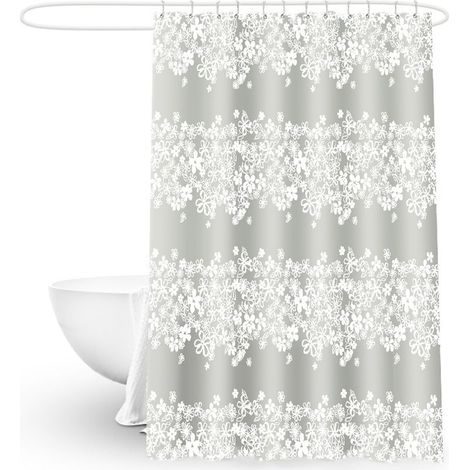 Ensemble Rideau de Douche Plage - Tissu Polyester Étanche de Largeur Généreuse - Livré avec Doublure et Crochets (1/5)