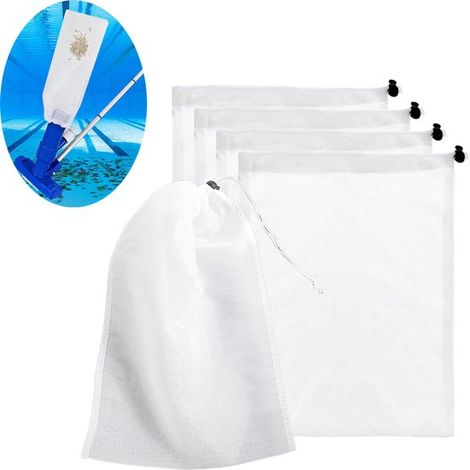 4er-Pack Pool-Staubbeutel – Staubfilter – Ersatzbeutel für Pool-Staubsauger – Pool-Netzbeutel – Wiederverwendbar – Weiß (1/5)