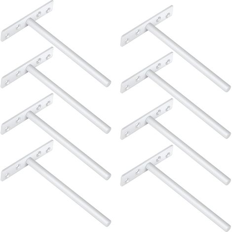 Supports d'étagère invisibles 145mm  Métal robuste, finition brillante, idéal pour étagères flottantes (blanc)