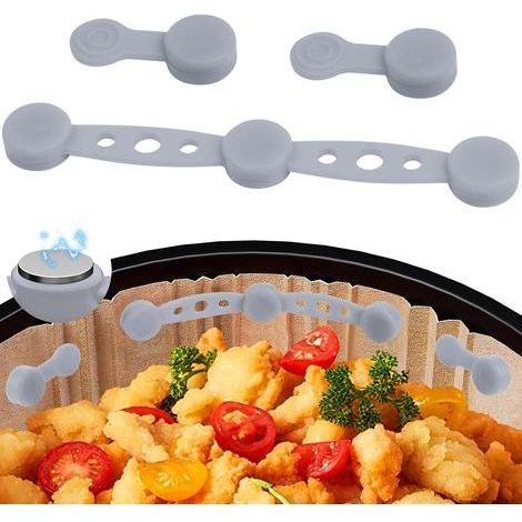 Boucle Magnétique En Silicone Pour Friteuse à Air Aimants En Silicone Pour Friteuse à Air Air Fryer Magnets Silicone Buckle 3pcs Accessoires Air Fryer pour Doublures En Papier Parchemin (Gris) (1/5)