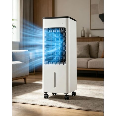 Raffreddatore ad Evaporazione 9L con Cristalli di Ghiaccio – Ventilatore a Colonna Oscillante in Fibra Vegetale, Design Moderno e Silenzioso per Casa e Ufficio (1/5)