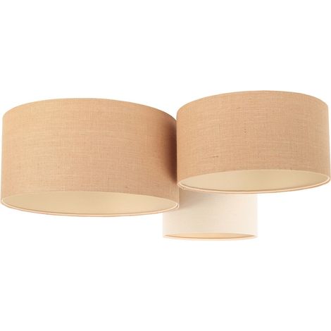Plafonnier Boho 080-036 - Extérieur en mélange de jute et lin a dominante beige foncé et clair, intérieur beige crème (1/5)