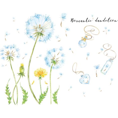 Stickers muraux Fleurs de pissenlit (Dimensions : 124 cm x 79 cm) (1/4)