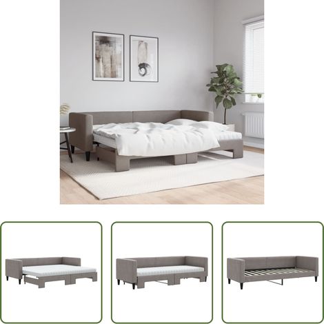 Lit gigogne - Lit de jour avec gigogne et matelas taupe 80x200 cm tissu (1/5)