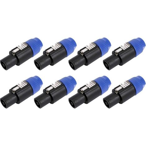 Confezione da 8 connettori audio, spina per altoparlanti a 4 poli, blocco a torsione, compatibile con Speakon NL4FC, NL4FX, NLT4X (1/4)