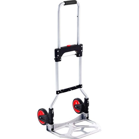 Chariot à main pliable aluminium 176 lbs capacité de charge, chariot portable avec poignée télescopique et roues en caoutchouc (1/5)