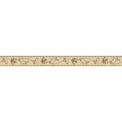 Frise papier peint fine à motif fleur marron Frise tapisserie pour salon & chambre adulte Frise murale fleurie pour couloir (1/3)