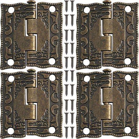 Lot de 4 charnières vintage en bronze pour la décoration d'armoires et bibliothèques (1/5)