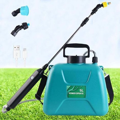Elektrische Gartenspritze mit 3 verstellbaren Düsen, USB-aufladbar, Pflanzenschutzspritze für Garten, Unkrautbekämpfung und Autowäsche (5L Grüne Spritze) (1/5)