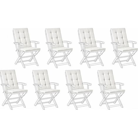Outdoor Sitzkissen 8er Set MAUI PREMIUM Cremeweiß
