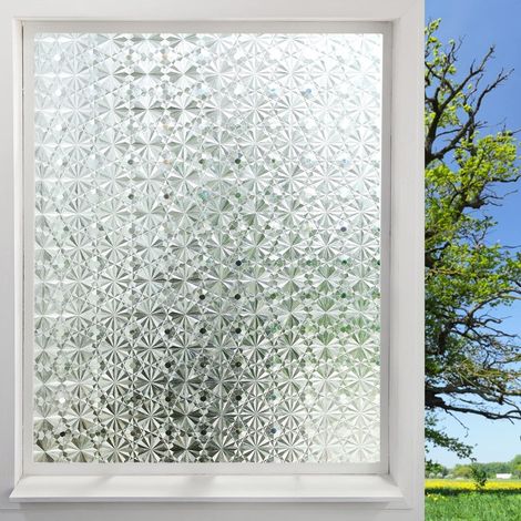 Blickdichte Fensterfolie, selbstklebend, dekorativ, antistatisch, UV-beständig, Rautenmuster, transparent, 75 x 300 cm (1/5)