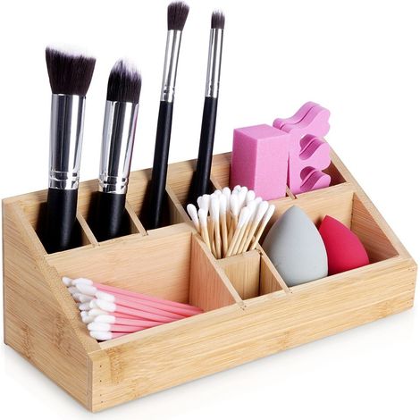 Organisateur de maquillage en bambou 23 x 9 x 8,5 cm
