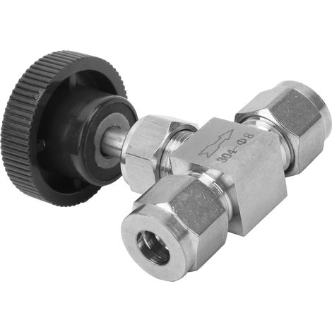 Vanne à Aiguille 2 Voies en Acier Inoxydable 304 Haute Pression pour Contrôle de Débit Eau Gaz Huile Liquide Ф8 (1/5)