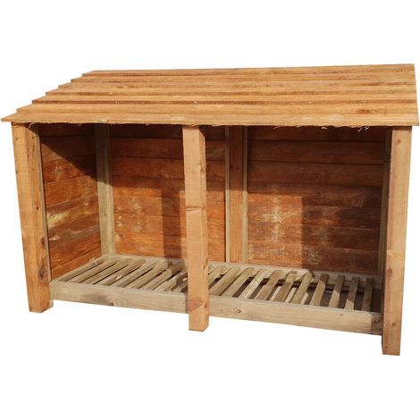 Wooden Log Store, W187xH126cm (Brown finish)