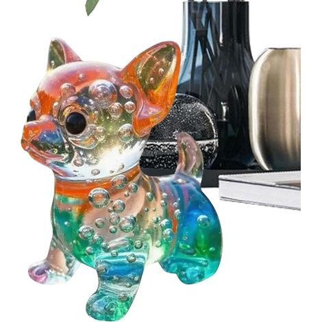 Mini Chiens en Résine Art Moderne en Résine à Dégradé Arc-en- Décorations de Petit Chien pour la Maison,pour Table Bureau Jardin Chambre Étagère Noël Anniversaire Pâques (1/5)