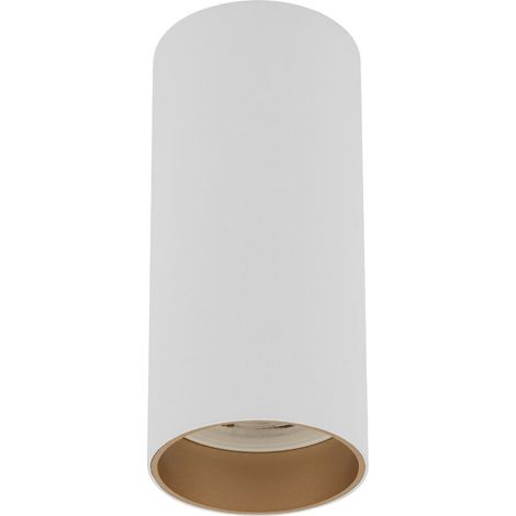 Deckenspot Aufputz Metall GU10 rund D: 5.5 cm in Weiß Gold Deckenleuchte