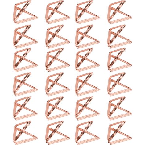 24 dreieckige Kartenetuis, schlicht, elegant, leicht und tragbar, mit Klammern zur Ablage von Bürodokumenten, roségoldfarben (1/5)