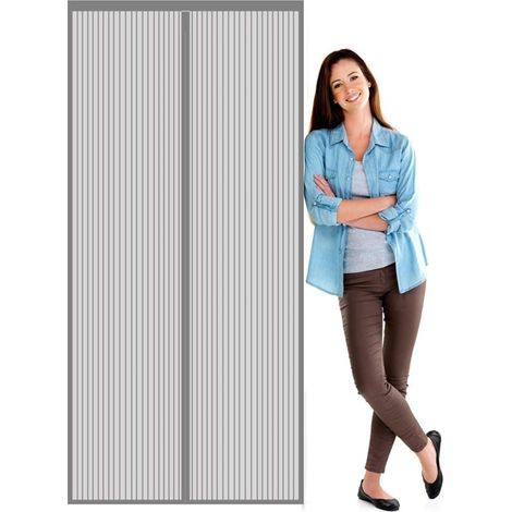 TrAdE Shop Traesio - Zanzariera Universale 140x240cm Grigia Chiusura Automatica Magnetica Porte Finestre 622143 -