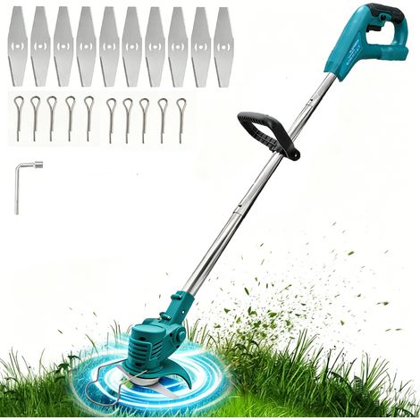 Coupe-bordure sans fil,30mm coupe-herbe électrique, coupe-gazon avec kits de lames, (sans batterie), Compatible avec la batterie Makita