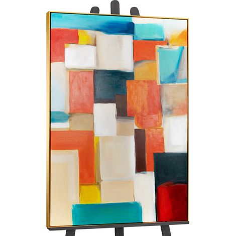Gemälde Geometrische Illusion Rahmen Eichefarben 120x80 cm (1/4)