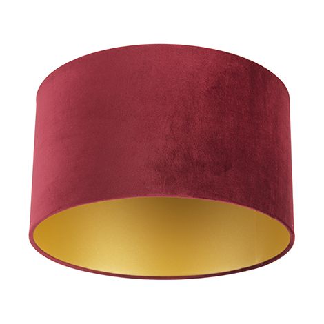 QAZQA cilinder velours - Abatjour - Ø 350 mm - Rouge -