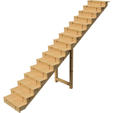 Außentreppe Holz Höhe 275cm 16 Stufen, Breite 80cm, MIT Setzstufen