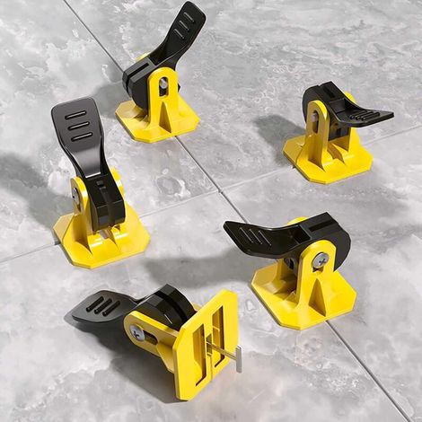 Niveleurs de carrelage - Ajustables, lot de 100 - pour la pose de carrelage, marbre et pierre naturelle - jaune et noir (1/5)
